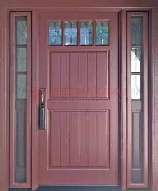 Входная дверь с массивом с фрамугами и витражом ВЖ-19 в Рязани