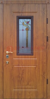 Железная дверь с МДФ и витражом ВЖ-24 в Королеве